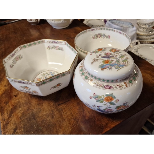 58s - Trio of Good Wedgwood Kutani Crane Pieces inc Octagonal Bowl and Large Ginger Jar