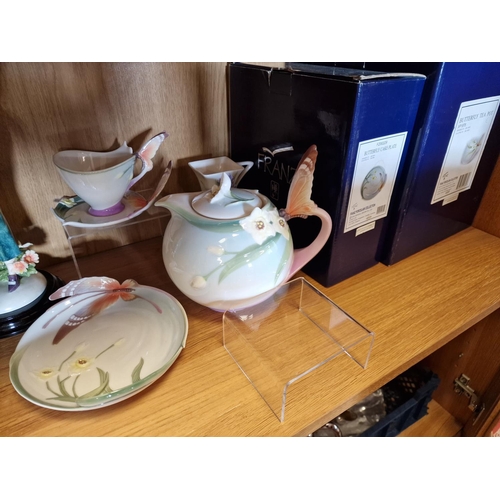 58y - Collection of Boxed and Other Franz Designer Butterfly Teapot and Tea wares