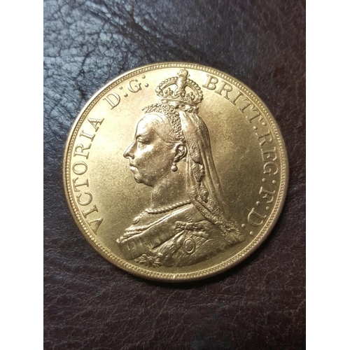 139c - 1887 Queen Victoria Jubilee Head 22ct Gold Five Pound Coin