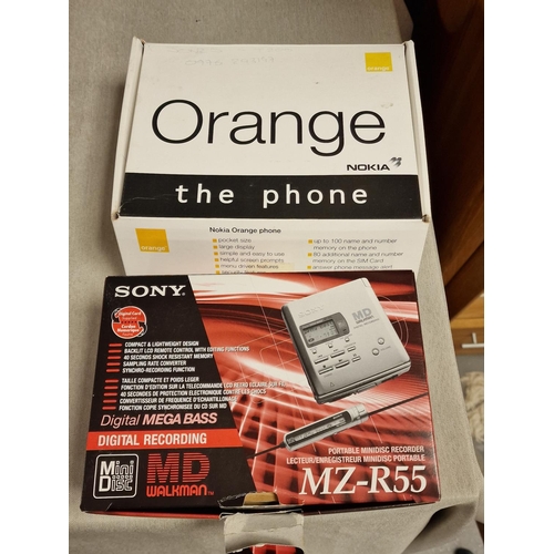 133e - Boxed Nokia Orange Phone + a Boxed Sony Mini Disc Player