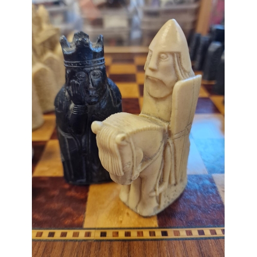 151 - Vintage Chessmen Style Chess Set & Board