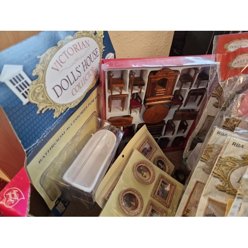 156 - Two Boxes of Various Sealed and Unused Doll House Furniture Pieces, inc Numerous Sealed and some ope... 