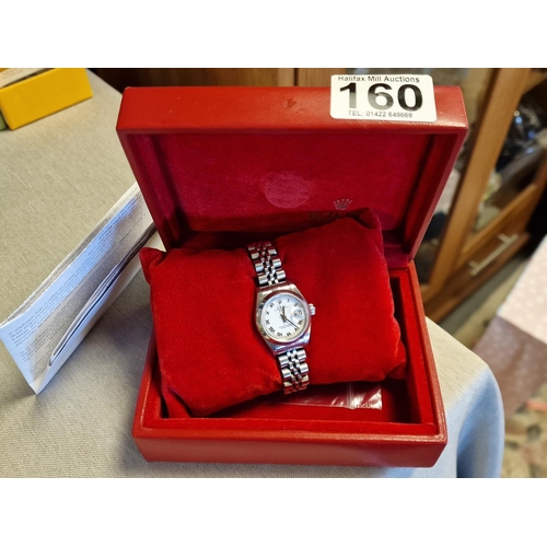 160 - Cased Rolex Ladies' Oyster Perpetual Date Wrist Watch - w/original receipt (2009), original box, plu... 