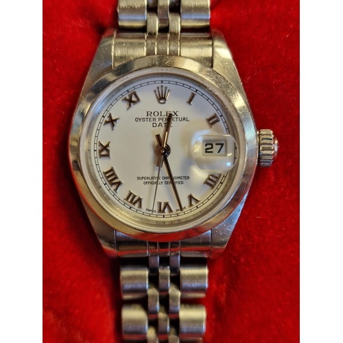 160 - Cased Rolex Ladies' Oyster Perpetual Date Wrist Watch - w/original receipt (2009), original box, plu... 