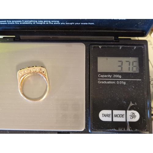 164 - 9ct Gold, Diamond & Citrine Set Ring, size R and 3.8g