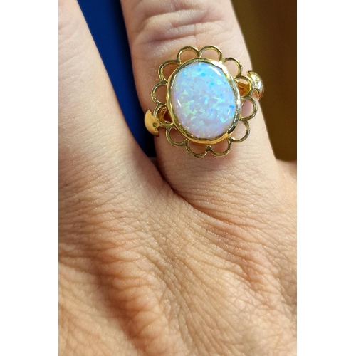 168 - 9ct Gold & Opal Dress Ring, size P & 2.7g