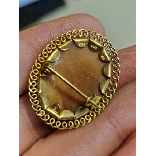 177 - 9ct Gold Cameo Brooch, 3.3g