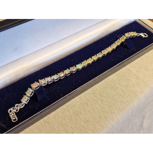 182 - Cased 925 Silver Moonstone Bracelet