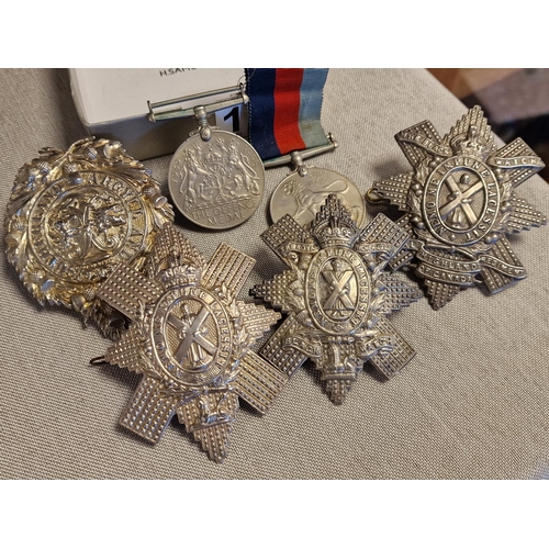 187 - Set of Four Army Cap Badges inc Blackwatch Highland Regiment of Canada + Royal Highlanders, and Two ... 