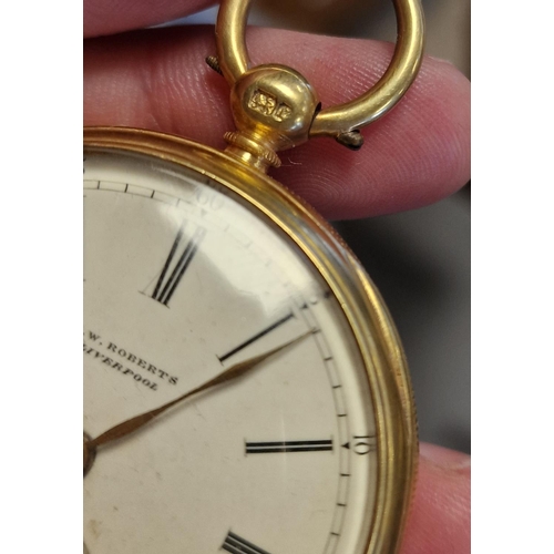 208 - Gold Gilded Hallmarked (Chester) Silver PW Roberts of Liverpool Pocketwatch