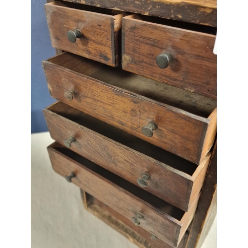 21 - Antique Seven-Drawer Set of Craftsmans Drawers - 42cm high