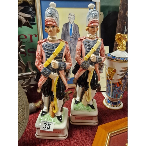 35 - Pair of Vintage 'Honorable Artillery Co' Soldier Figures - 36cm high