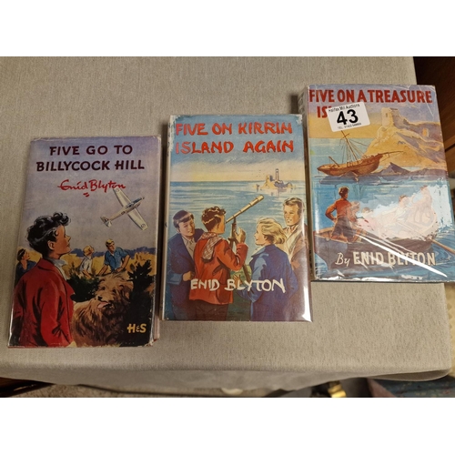 43 - Trio of Enid Blyton Famous Five Books inc Five on a Treasure Island, Five on Kirrin Islan Again, and... 