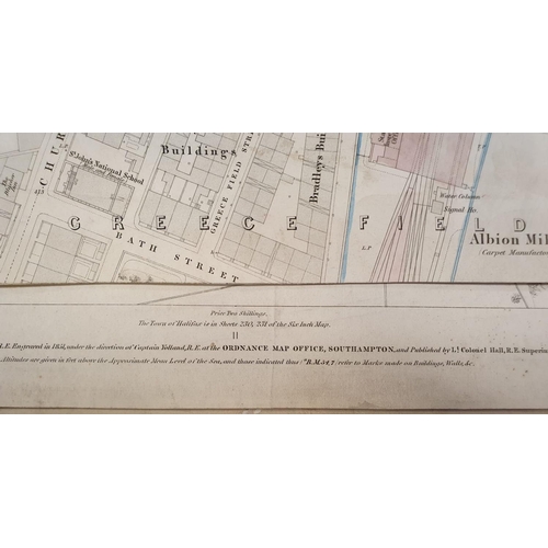 68d - Pair of Very Large Leather Backed Antique 19th Century Halifax Maps inc Ordnance