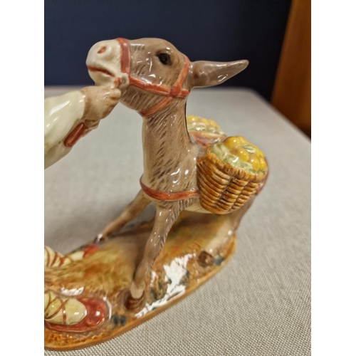 91 - Rare Beswick Donkey & Man Figure - 'Spaniard Pulling Donkey with Panniers of Apples' - ref 1223