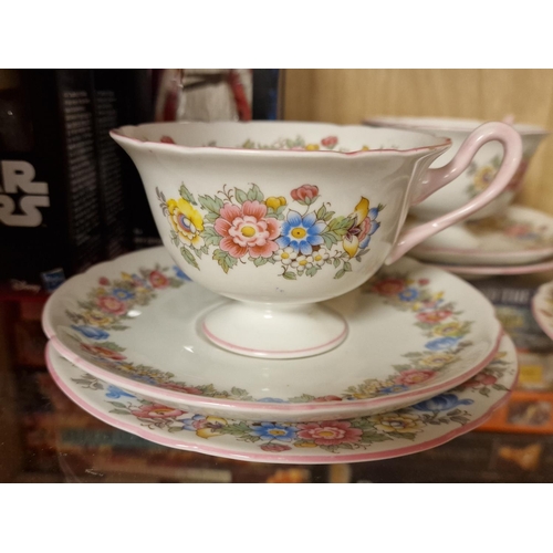 94 - Shelley 17pc Bridal Rose Pink Floral Tea Service