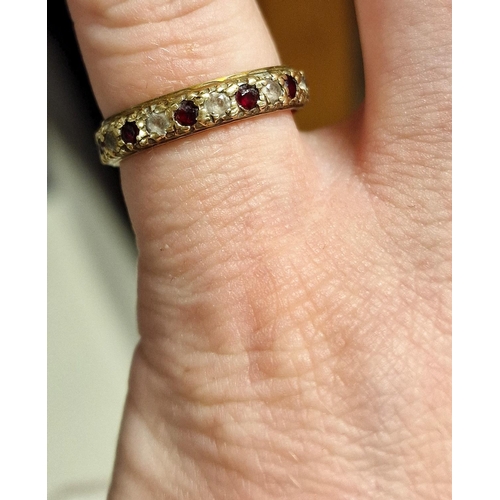 231 - 9ct Gold, Ruby and Diamond Eternity Ring, size N, 2.4g