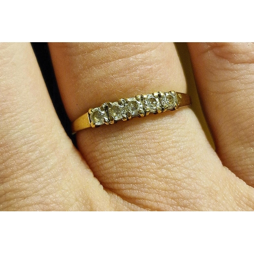 236 - 9ct Gold and Five Diamond Dress Ring, size O