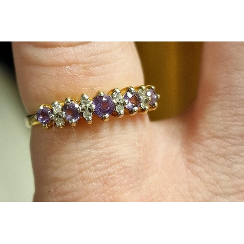 238 - 9ct Gold, Diamond and Ameythst Half Eternity Ring, size L