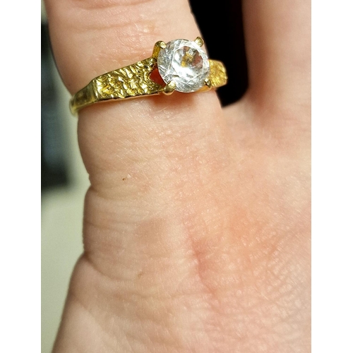 244 - 9ct Gold and White Stone Engagement Ring, size L+0.5