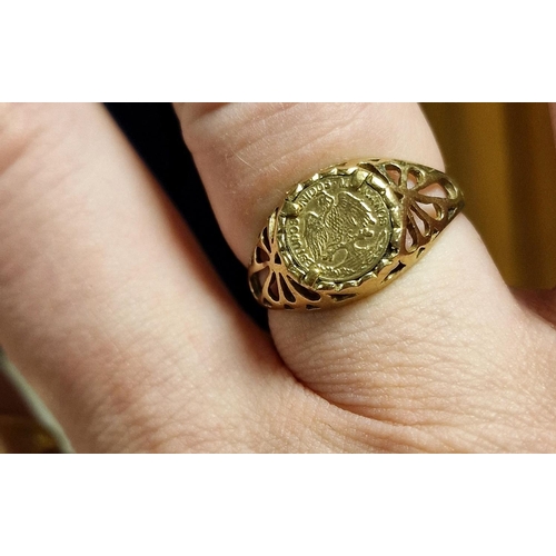 245 - 9ct Gold Sovereign-Style Signet Ring, size N+0.5