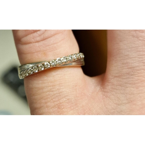 258 - 750 18ct & Diamond Eternity Ring (Size K) + a Silver Ring and a single Diamond Stud earring