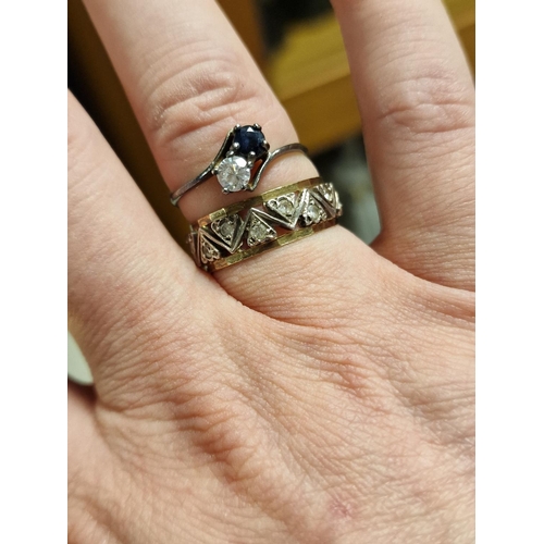 260 - Pair of Rings - One Silver, 9ct Gold & Diamond, the Other Silver & , both size Q, 4.9g