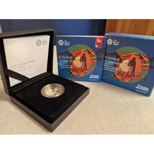 176c - Cased and As-New Royal Mint RAF Royal Air Force 'Symbol of the Skies' Silver Proof £2 Piedfort Coin ... 