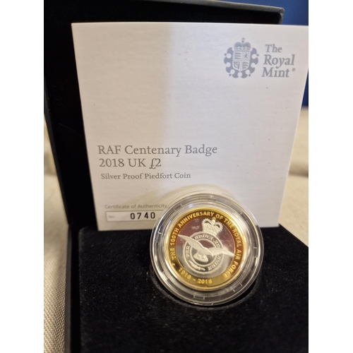 176c - Cased and As-New Royal Mint RAF Royal Air Force 'Symbol of the Skies' Silver Proof £2 Piedfort Coin ... 