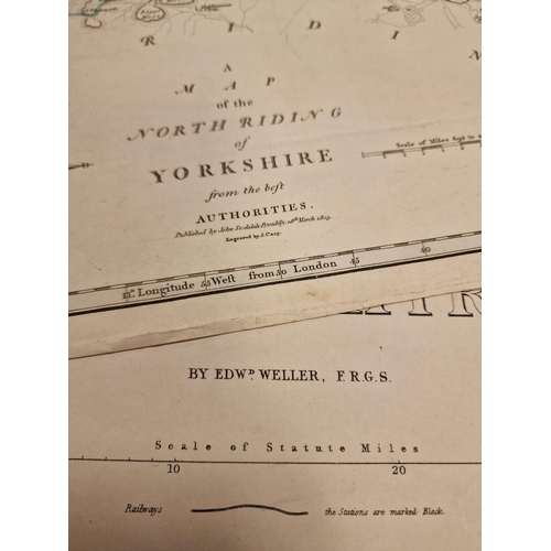 68m - Collection of Nine Loose Antique British Maps, mostly Yorkshire, inc John Stockdale and Edward Welle... 