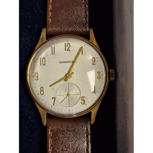 200a - 9ct Gold Swiss Garrard Wrist Watch w/Leather Strap