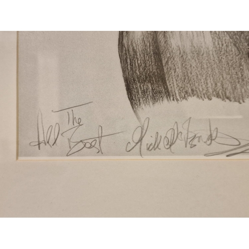 68z - Pair of Celebrity Sketches, Bob Marley and Laurel & Hardy, the latter signed with a personal message... 