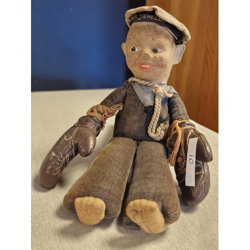 10 - 1930's Norah Wellings Boxing Sailor Doll - w/signature to glove by early Famous Boxing Sportsman, Ja... 