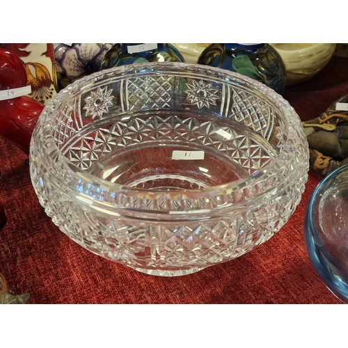 11 - Vintage Cut Glass/Crystal Bowl, marked Tudor to base - 25cm diameter