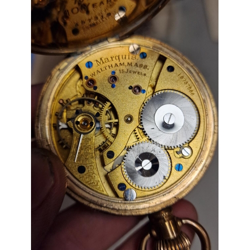 134 - Fattorini's of Bolton and Skipton Gold-Plated Pocket Watch w/ Marquis Waltham 15-Jewel Movement