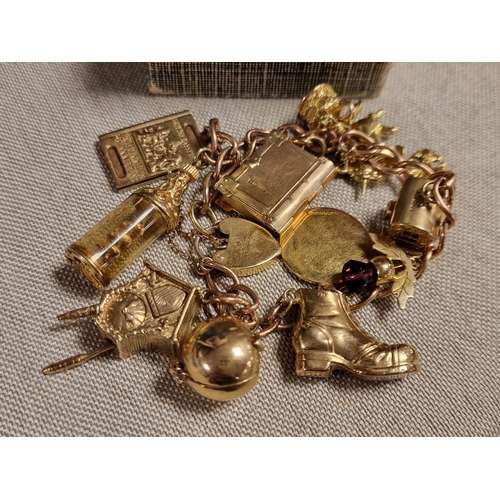 139 - Vintage 9ct Gold Charm Bracelet - 51.5g