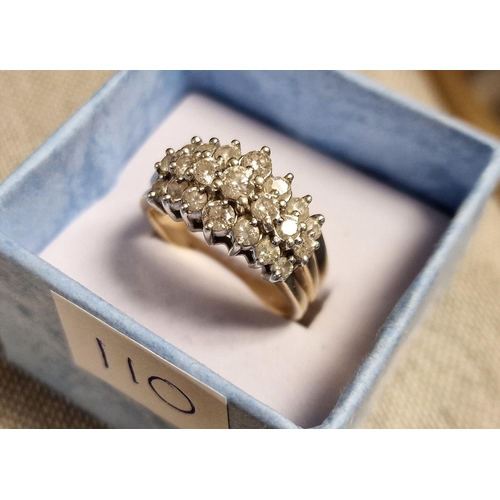 140 - 9ct Gold and Diamond Cluster Ring - size O, 4.5g