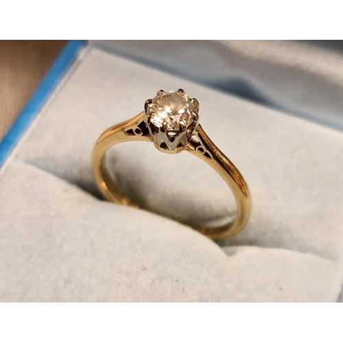 143 - Vintage 18ct Gold and Diamond Engagement Ring - roughly 0.5ct diamond, size L, 2.3g