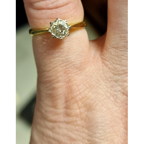 151 - Vintage 18ct Gold and Diamond Engagement Ring - approx 0.3ct stone, size J+0.5, 2.3g