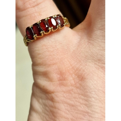 155 - 9ct Gold and Garnet Dress Ring - size N, 2g