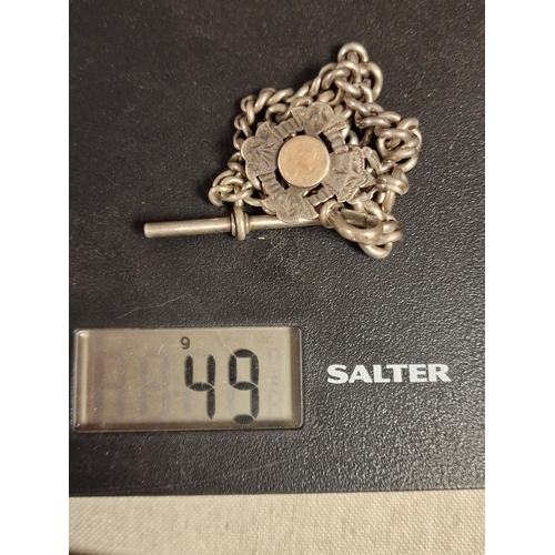 169 - Sterling Silver Pocketwatch Fob Albert Chain - 49g