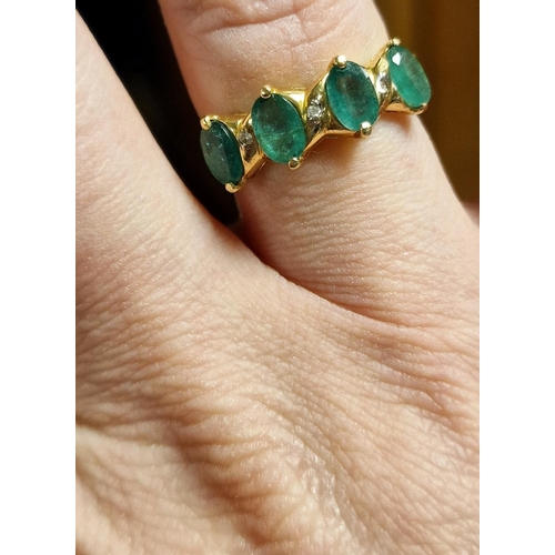 177 - 14ct Gold, Emerald and Diamond Ring, size N+0.5, 2.9g