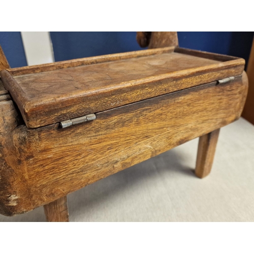 2 - Turn-of-the-Century Antique Hand-made Wooden Box with Horses to either side - approx 40cm x 26cm x 3... 