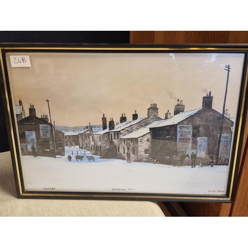 26b - Framed Pencil Signed Peter Brook (1927-2009) Print 'Village - Christmas Eve' - 36cm x 30cm