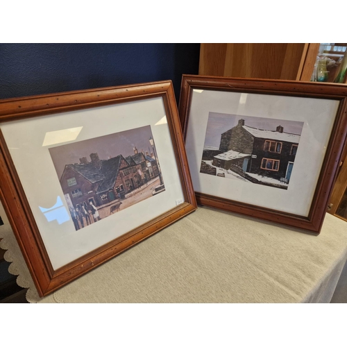 26g - Pair of Framed Peter Brook Prints (Christmas Cards) including 'B&B' and '4 Fresh Men' - 36cm x 31cm