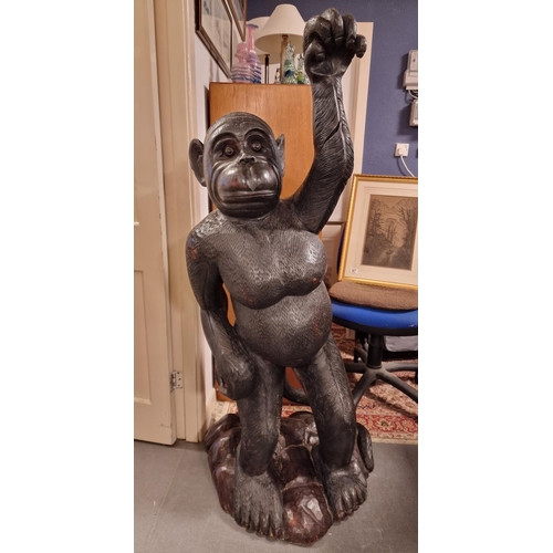 50 - Very Large European 1920's/30's Simian Monkey Chimp Heavy Carved Hardwood Advertising Piece - likely... 