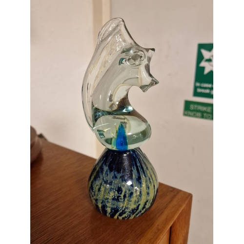 52 - Set of 5 Maltese Mdina Studio Glass Seahorses - 17cm tall