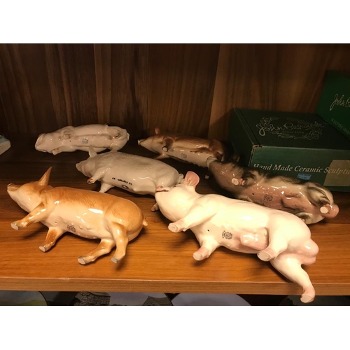 69d - Collection of Six Beswick Pig Figures - Three Boxed