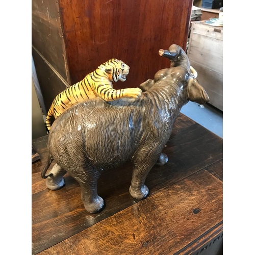 69k - Rare Beswick Very Large Tiger on Elephant's Back Figure