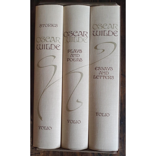 73 - Cased 3-volume Folio Society hardback set Oscar Wilde 'Stories / Plays & Poems / Letters & Essays'' ... 